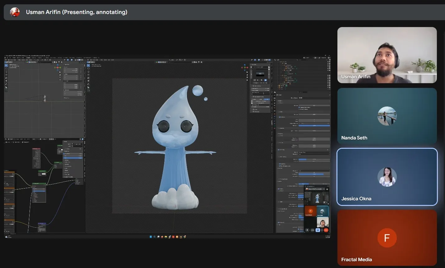 Remote review screen showing a 3D character model