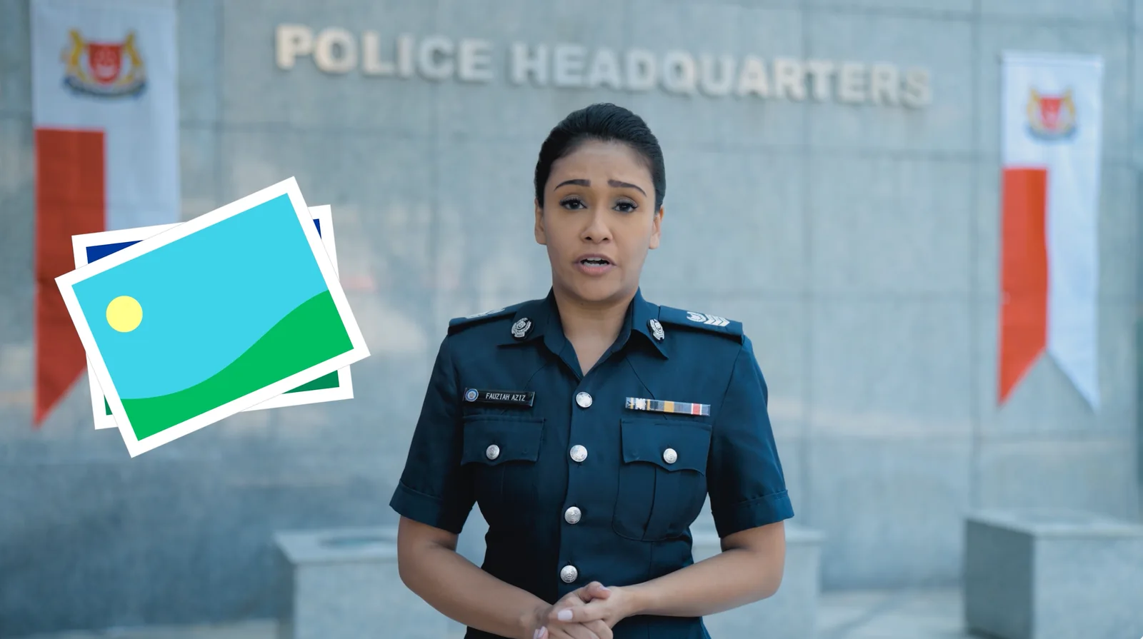 SPF officer alongside the illustrated answer treatment