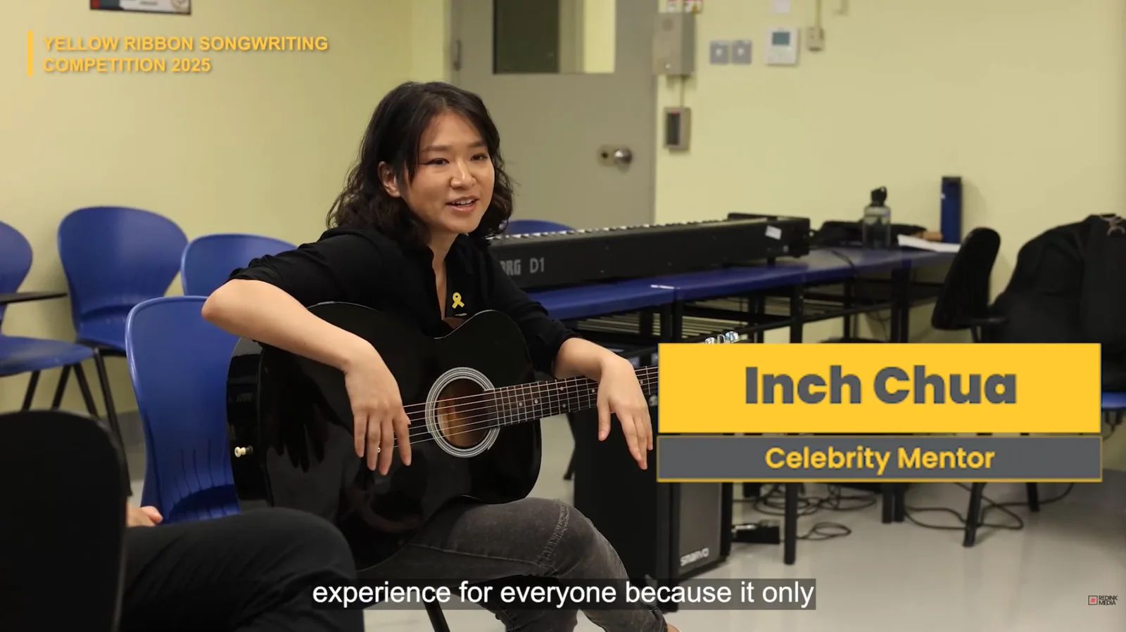 Celebrity mentor Inch Chua in a Song Writing Competition film still