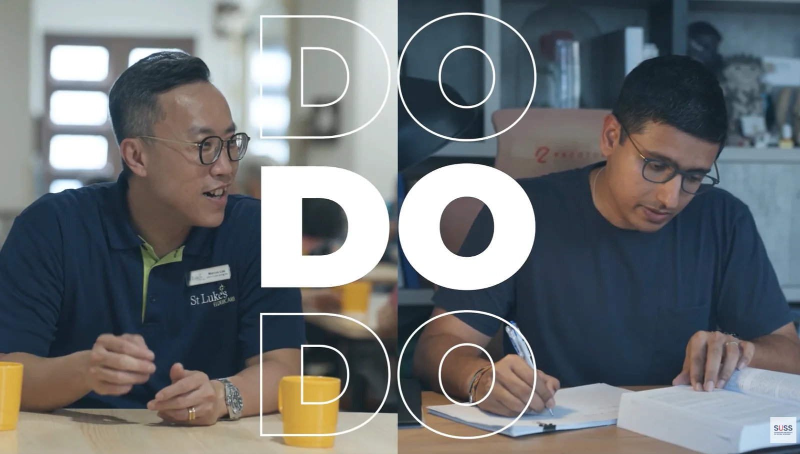 Two graduates in a scene from the SUSS profile film